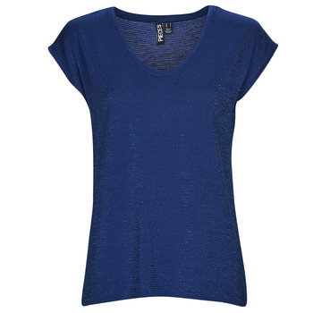Ruhák Női Trikók / Ujjatlan pólók Pieces PCBILLO TEE LUREX STRIPES Kék