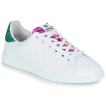 Cipők Női Rövid szárú edzőcipők Victoria TENIS EFECTO PIEL GLITTER Fehér / Zöld / Rózsaszín
