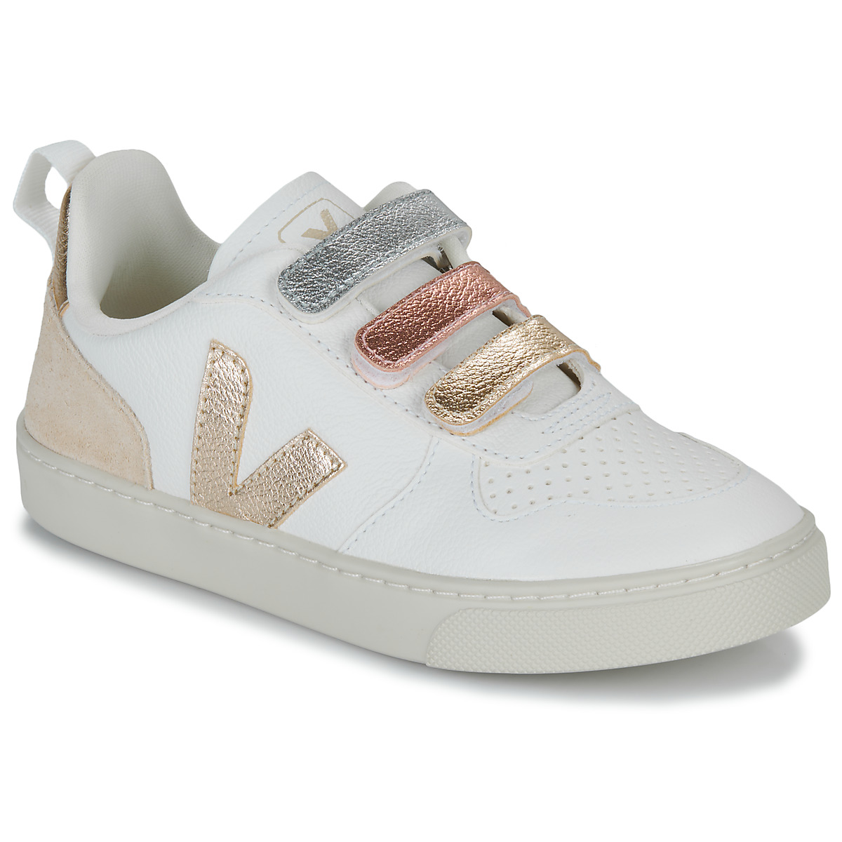 Cipők Lány Rövid szárú edzőcipők Veja SMALL V-10 Fehér / Rózsaszín
