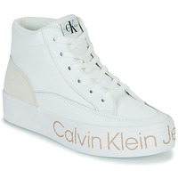 Cipők Női Magas szárú edzőcipők Calvin Klein Jeans VULC FLATF MID WRAP AROUND LOGO Fehér