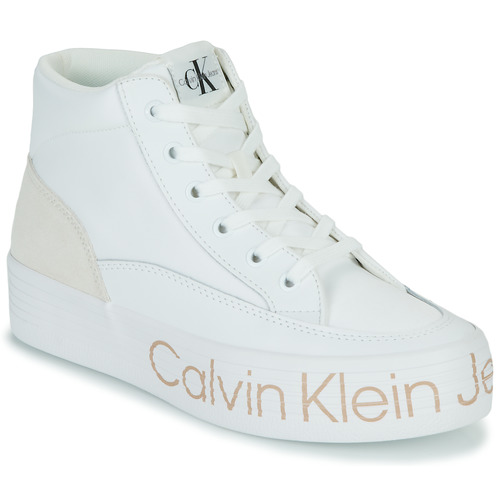Cipők Női Magas szárú edzőcipők Calvin Klein Jeans VULC FLATF MID WRAP AROUND LOGO Fehér