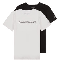 Ruhák Fiú Rövid ujjú pólók Calvin Klein Jeans CKJ LOGO 2-PACK T-SHIRT X2 Fekete  / Fehér