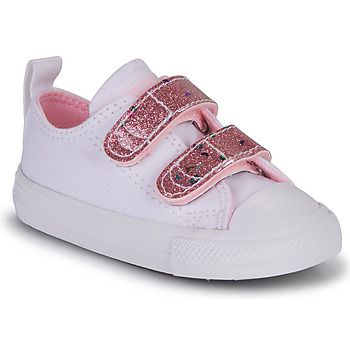 Cipők Lány Rövid szárú edzőcipők Converse CHUCK TAYLOR ALL STAR 2V EASY-ON GLITTER STRAP OX Fehér / Rózsaszín