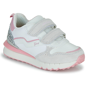 Cipők Lány Rövid szárú edzőcipők Geox J FASTICS GIRL Fehér / Rózsaszín / Ezüst