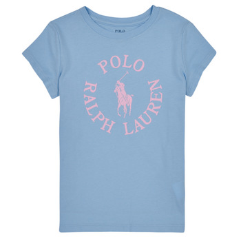 Ruhák Lány Rövid ujjú pólók Polo Ralph Lauren SS GRAPHIC T-KNIT SHIRTS-T-SHIRT Kék / Égkék / Rózsaszín