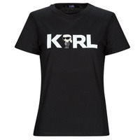 Ruhák Női Rövid ujjú pólók Karl Lagerfeld IKONIK 2.0 KARL LOGO T-SHIRT Fekete 