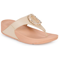 Cipők Női Lábujjközös papucsok FitFlop LULU CRYSTAL-CIRCLET LEATHER TOE-POST SANDALS Fehér / Rózsaszín