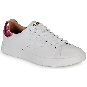 Cipők Női Rövid szárú edzőcipők Only ONLSHILO-44 PU CLASSIC SNEAKER Fehér / Rózsaszín