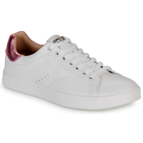 Cipők Női Rövid szárú edzőcipők Only ONLSHILO-44 PU CLASSIC SNEAKER Fehér / Rózsaszín