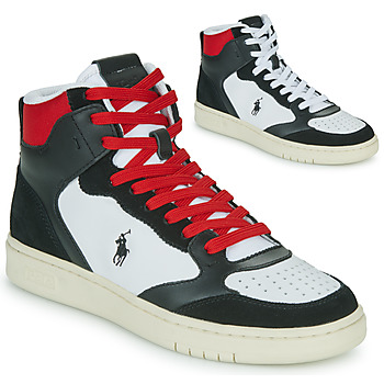 Cipők Magas szárú edzőcipők Polo Ralph Lauren POLO CRT HGH-SNEAKERS-HIGH TOP LACE Fekete  / Fehér / Piros