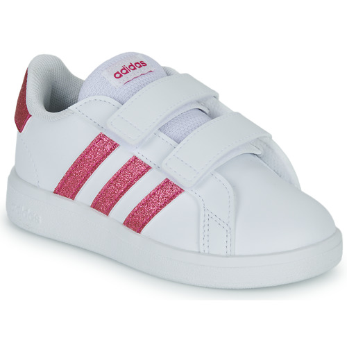 Cipők Lány Rövid szárú edzőcipők Adidas Sportswear GRAND COURT 2.0 CF Fehér / Rózsaszín
