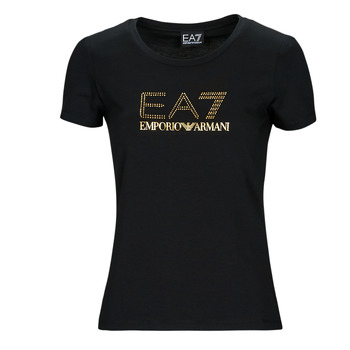 Ruhák Női Rövid ujjú pólók Emporio Armani EA7 8NTT67-TJDQZ Fekete  / Arany