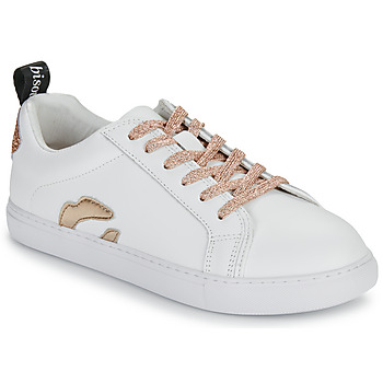 Cipők Női Rövid szárú edzőcipők Bons baisers de Paname BETTYS METALIC ROSE GOLD LACE Fehér / Rózsaszín / Arany