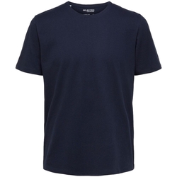 Ruhák Férfi Pólók / Galléros Pólók Selected Noos Pan Linen T-Shirt - Navy Blazer Kék