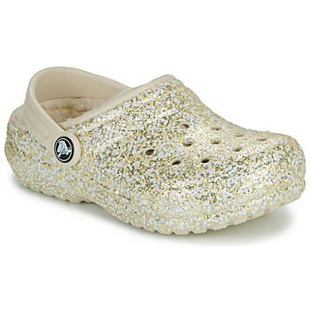 Cipők Lány Klumpák Crocs Classic Lined Glitter Clog K Bézs / Arany