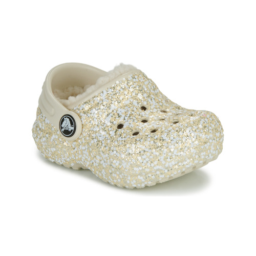 Cipők Lány Klumpák Crocs Classic Lined Glitter Clog T Bézs / Arany