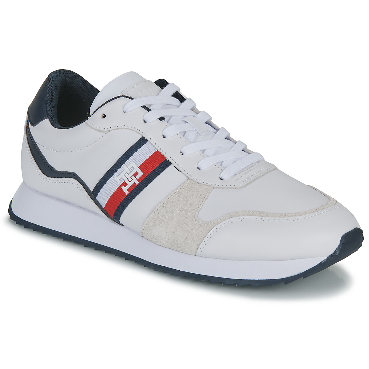 Cipők Férfi Rövid szárú edzőcipők Tommy Hilfiger RUNNER EVO LEATHER Fehér / Piros / Bézs
