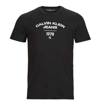 Ruhák Férfi Rövid ujjú pólók Calvin Klein Jeans VARSITY CURVE LOGO T-SHIRT Fekete 