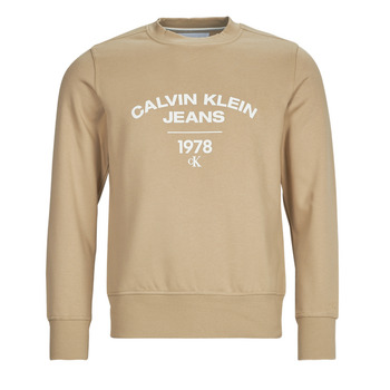 Ruhák Férfi Pulóverek Calvin Klein Jeans VARSITY CURVE CREW NECK Bézs