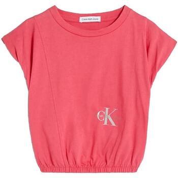 Ruhák Lány Rövid ujjú pólók Calvin Klein Jeans  Rózsaszín