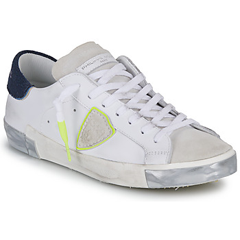 Cipők Férfi Rövid szárú edzőcipők Philippe Model PARISX LOW MAN Fehér / Tengerész / Citromsárga
