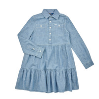 Ruhák Lány Rövid ruhák Polo Ralph Lauren SHIRTDRESS-DRESSES-DAY DRESS Kék / Farmer