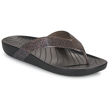 Cipők Női Lábujjközös papucsok Crocs Crocs Splash Glitter Flip Fekete 