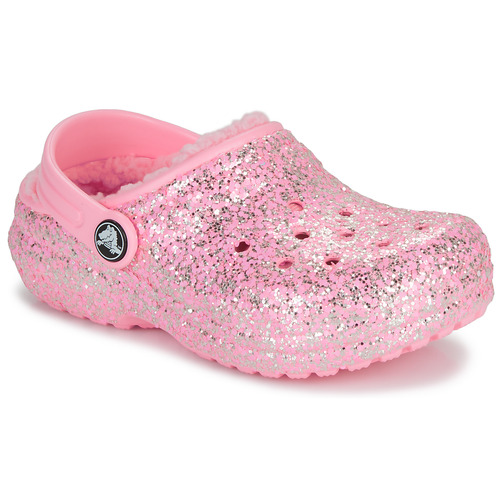 Cipők Lány Klumpák Crocs Classic Lined Glitter Clog K Rózsaszín