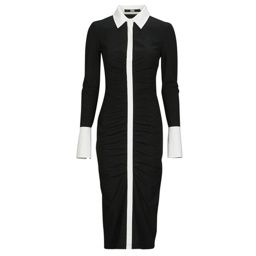 Ruhák Női Hosszú ruhák Karl Lagerfeld LSLV POLO DRESS Fekete  / Fehér