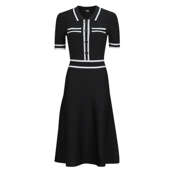 Ruhák Női Hosszú ruhák Karl Lagerfeld S SLV KNIT DRESS Fekete  / Fehér