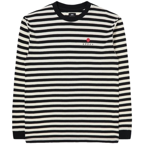 Ruhák Férfi Pólók / Galléros Pólók Edwin Basic Stripe T-Shirt LS - Black/White Sokszínű
