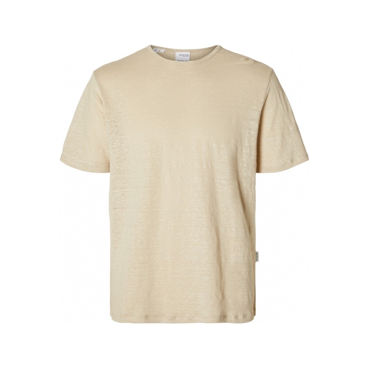 Ruhák Férfi Pólók / Galléros Pólók Selected T-Shirt Bet Linen - Oatmeal Bézs