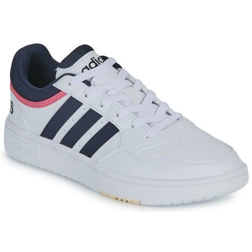 Cipők Női Rövid szárú edzőcipők Adidas Sportswear HOOPS 3.0 Fehér / Fekete  / Rózsaszín