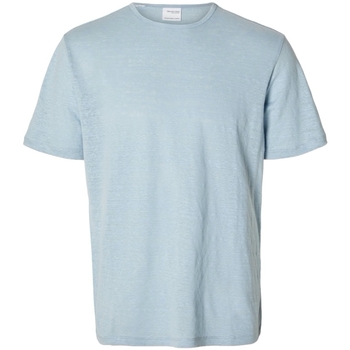 Selected T-Shirt Bet Linen - Cashmere Blue Kék