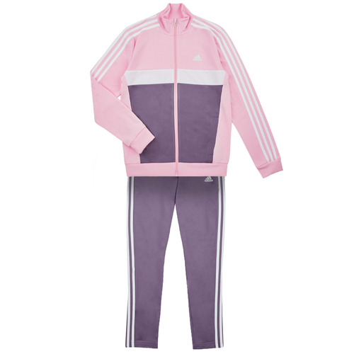 Ruhák Lány Melegítő együttesek Adidas Sportswear 3S TIBERIO TS Rózsaszín / Fehér / Lila