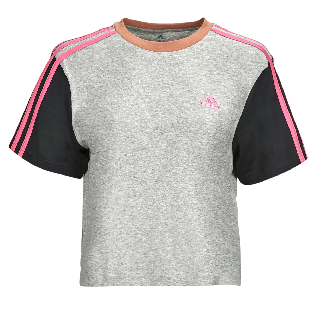 Ruhák Női Rövid ujjú pólók Adidas Sportswear 3S CR TOP Szürke / Fekete  / Rózsaszín