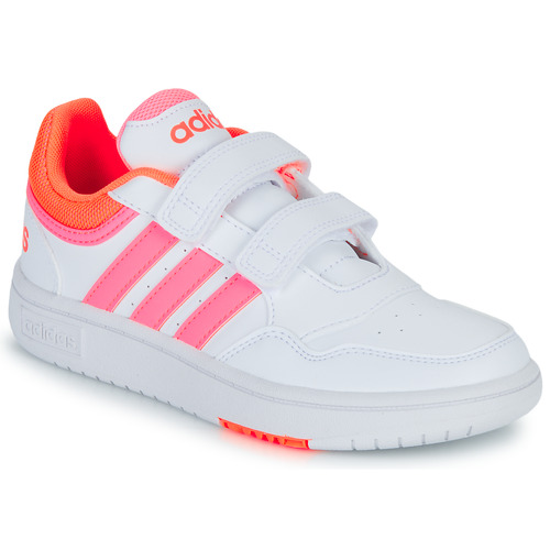 Cipők Lány Rövid szárú edzőcipők Adidas Sportswear HOOPS 3.0 CF C Fehér / Rózsaszín