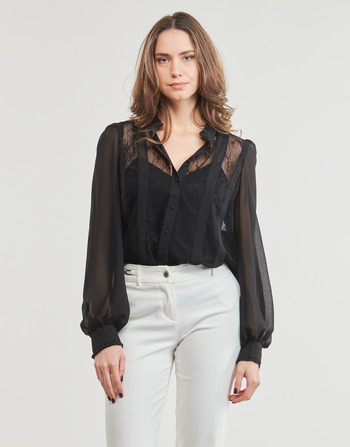 Only ONLHANNAH LS MIX LACE TOP  WVN Fekete 
