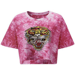 Ruhák Női Pólók / Galléros Pólók Ed Hardy Los tigre grop top hot pink Rózsaszín