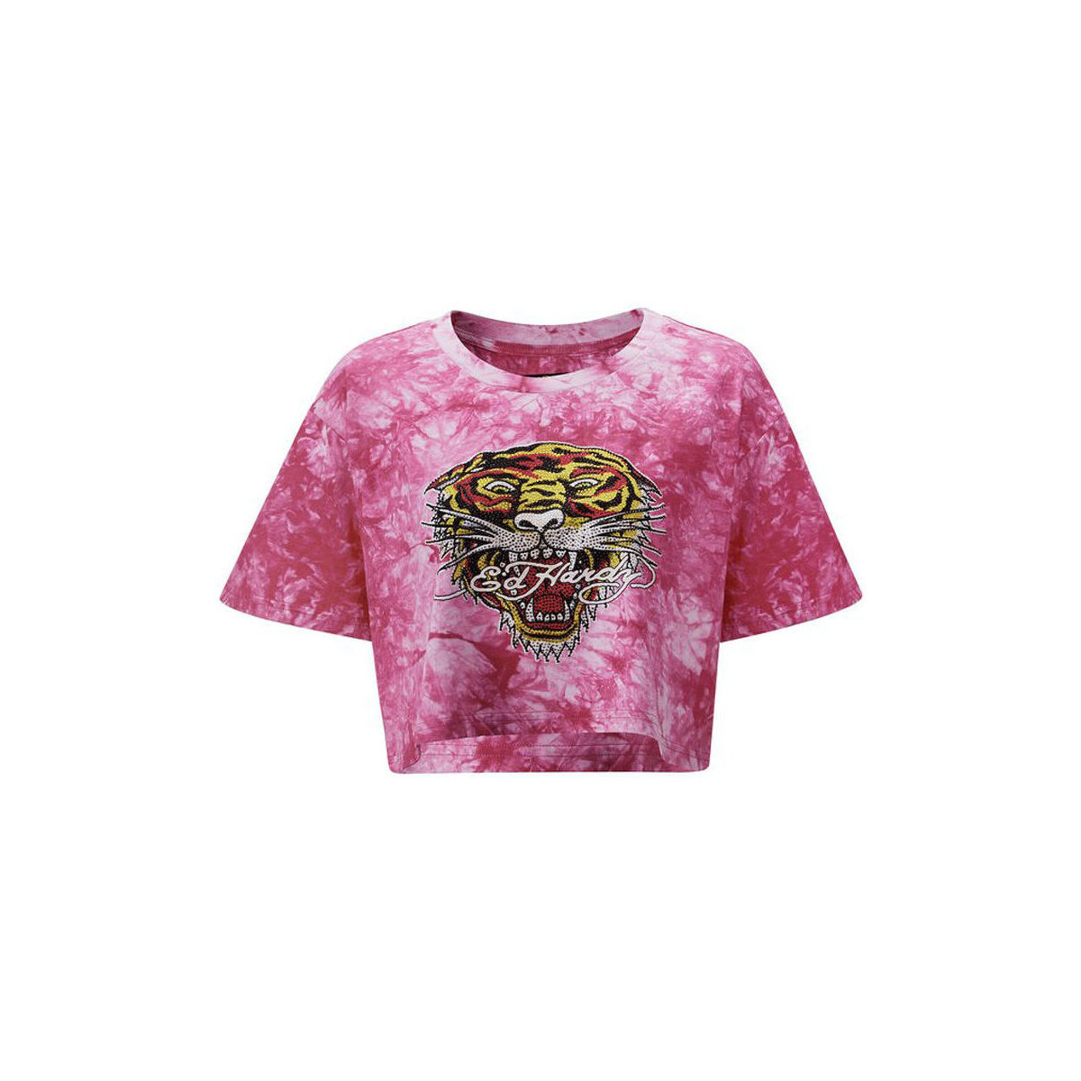 Ruhák Női Pólók / Galléros Pólók Ed Hardy Los tigre grop top hot pink Rózsaszín