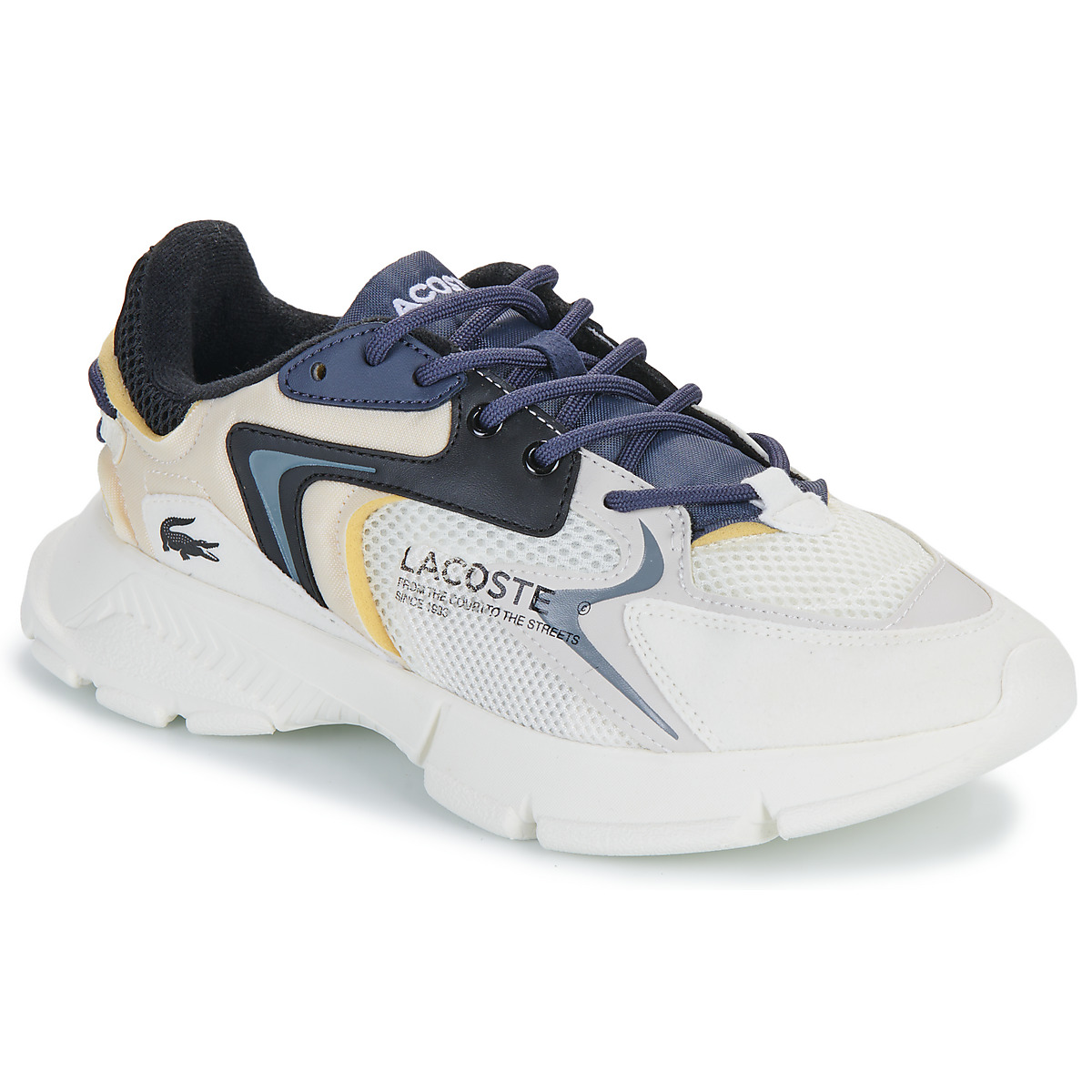 Cipők Gyerek Rövid szárú edzőcipők Lacoste L003 NEO Fehér / Tengerész