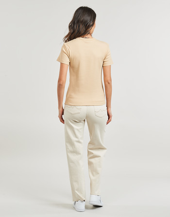 Calvin Klein Jeans WOVEN LABEL RIB REGULAR TEE Bézs