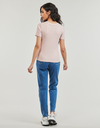 Calvin Klein Jeans WOVEN LABEL RIB V-NECK TEE Bézs