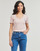 Ruhák Női Rövid ujjú pólók Calvin Klein Jeans WOVEN LABEL RIB V-NECK TEE Bézs