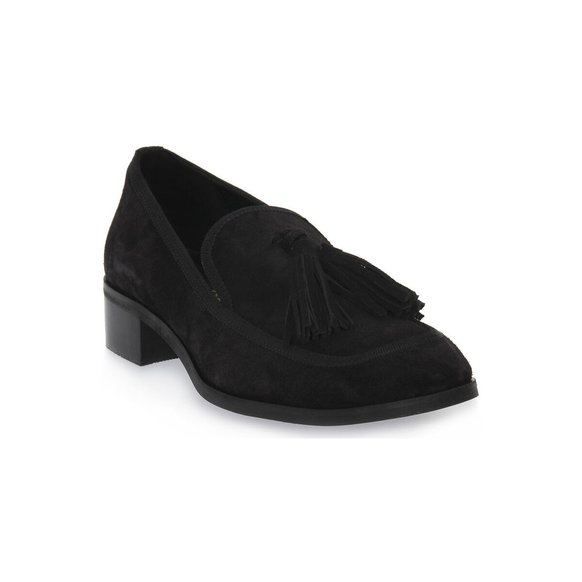 Cipők Női Mokkaszínek S.piero BLACK FLAT RUBBER Fekete 
