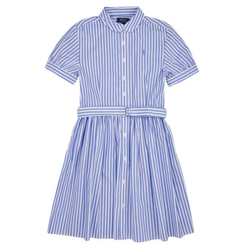 Ruhák Lány Rövid ruhák Polo Ralph Lauren FAHARLIDRSS-DRESSES-DAY DRESS Kék / Fehér