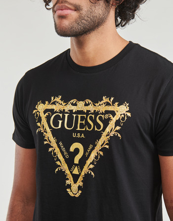 Guess SS BSC GUESS TRI SCROLL TEE Fekete 