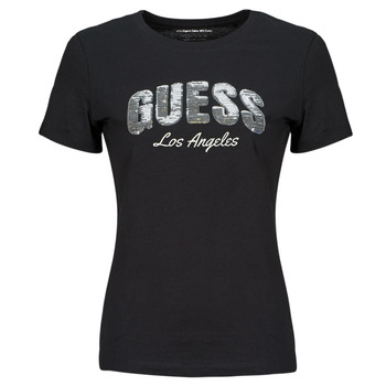 Guess SEQUINS LOGO TEE Fekete 