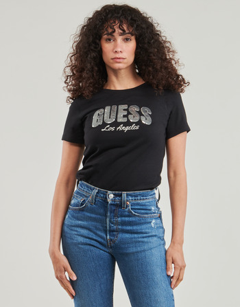 Guess SEQUINS LOGO TEE Fekete 