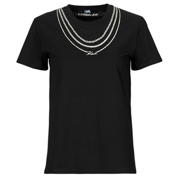 Ruhák Női Rövid ujjú pólók Karl Lagerfeld karl necklace t-shirt Fekete 